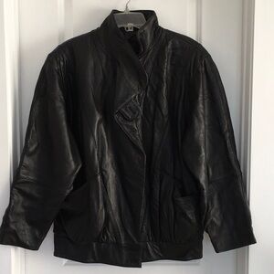 Vintage Genuine Black Leather JACKET size Medium